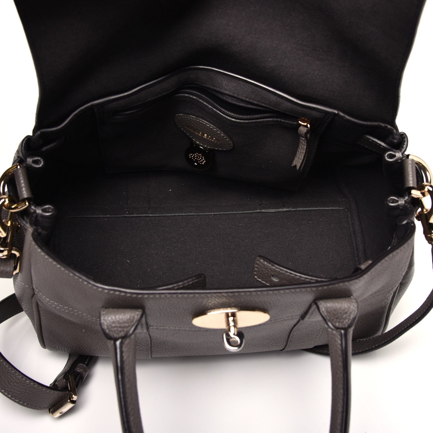 Mulberry Classic Grain Calfskin Small Bayswater Satchel Dark Grey 6 of 11