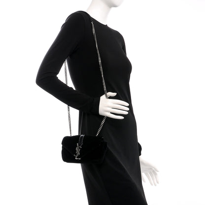 Saint Laurent Velvet Matelasse Chevron Monogram Classic Baby Chain Bag Black 2 of 11