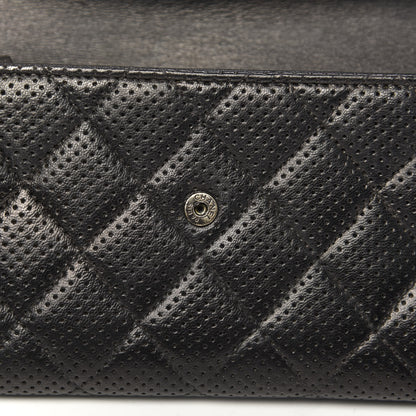 Chanel Perforated Lambskin Quilted Large Gusset Flap Wallet Black 8 of 14