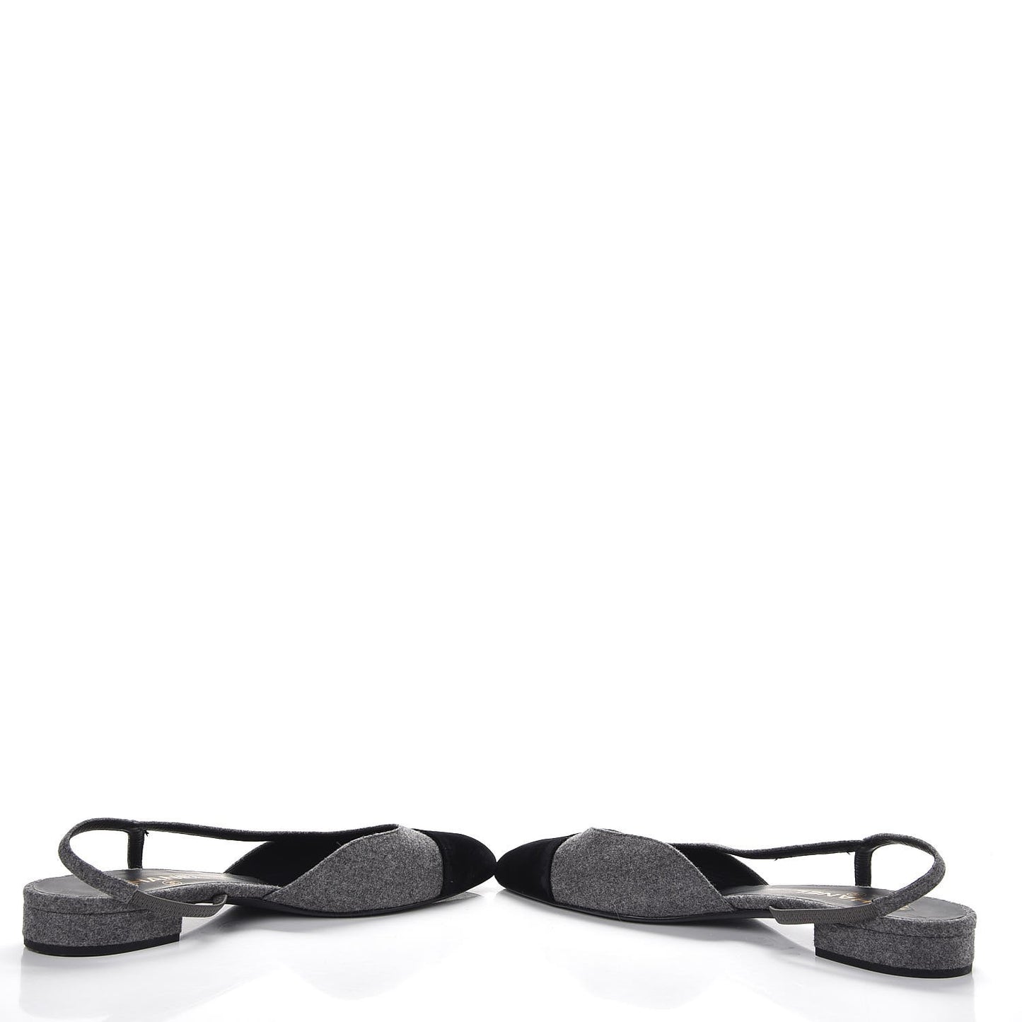 Wool Velvet Cap Toe CC Slingback Pumps 40.5 Grey Black