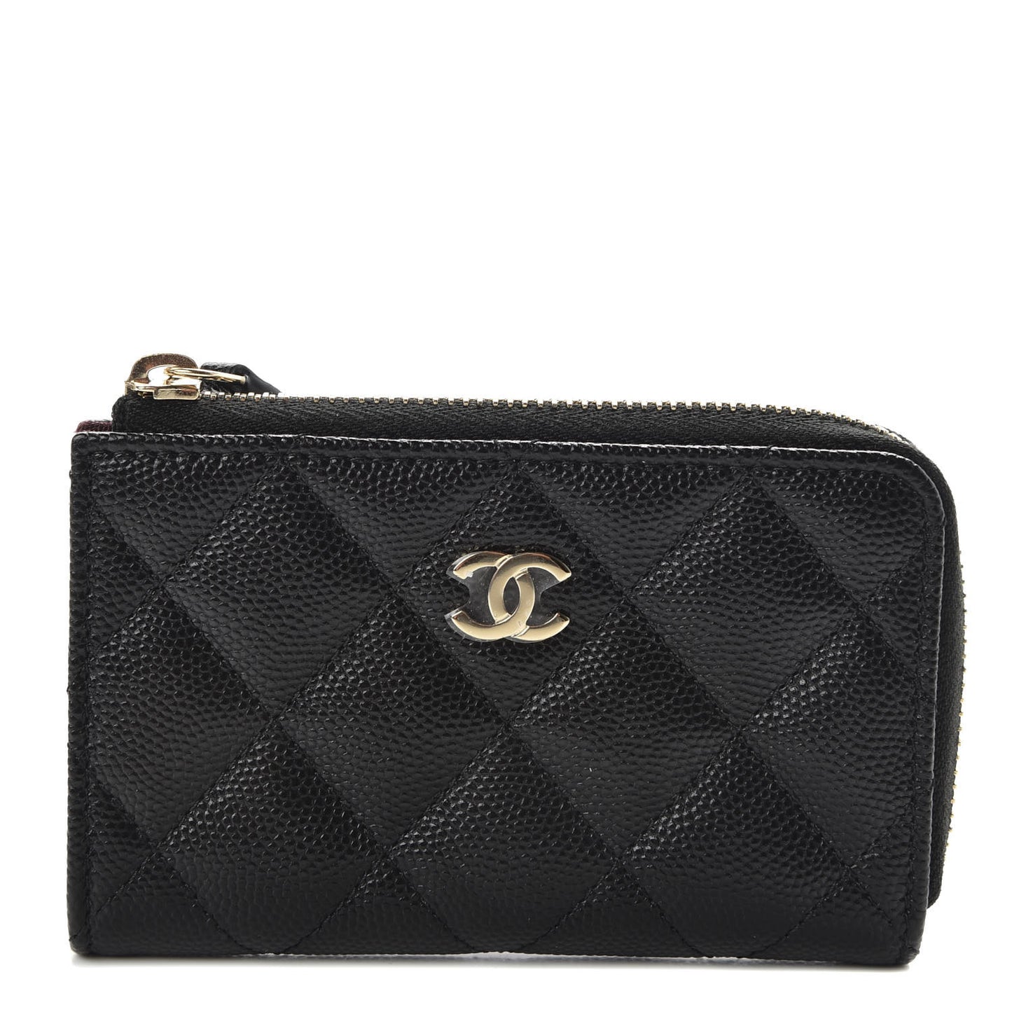 Caviar Quilted Zipped Key Holder Case Black