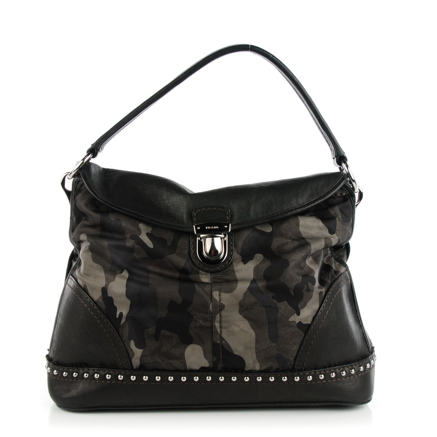 Tessuto Camouflage Flap Shoulder Bag Fumo