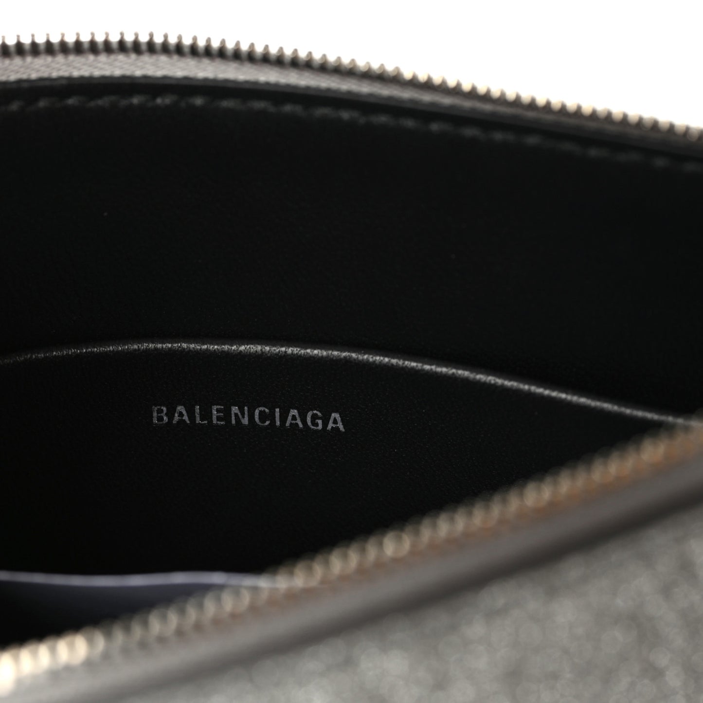Glitter Calfskin Logo Everyday Pouch M Silver