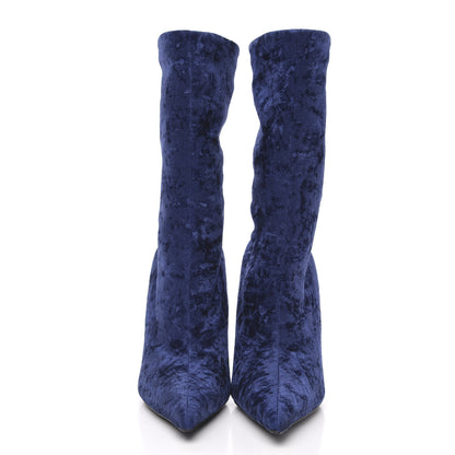 Balenciaga Velvet Extreme Pointed Toe Knife Booties 36 Navy 2 of 7