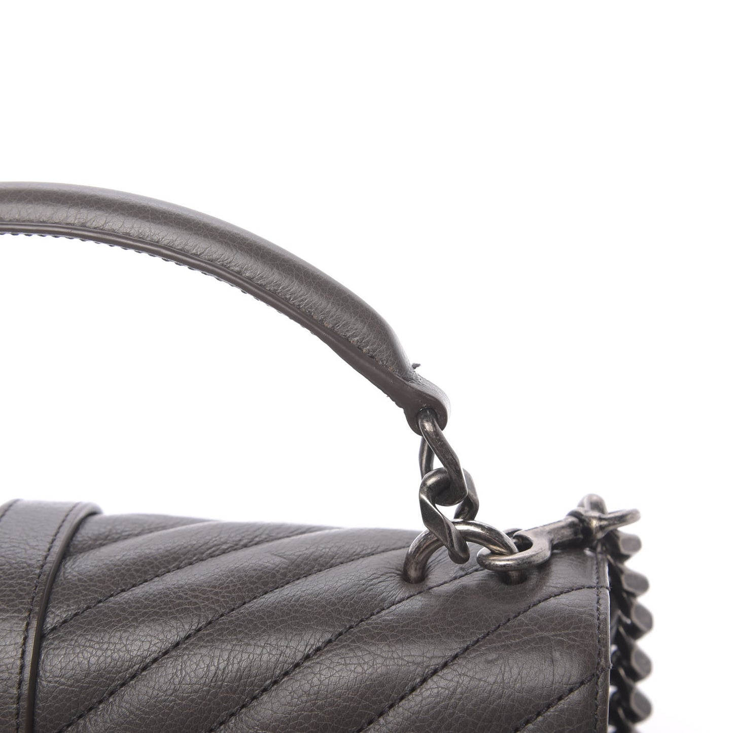 Matelasse Chevron Monogram Medium College Bag Gray