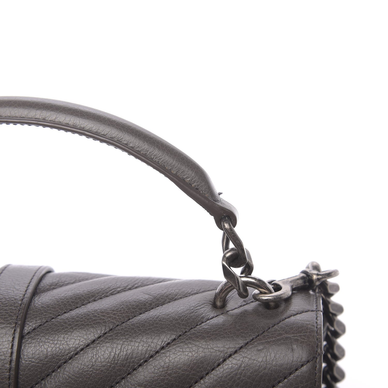 Saint Laurent Matelasse Chevron Monogram Medium College Bag Gray 14 of 23