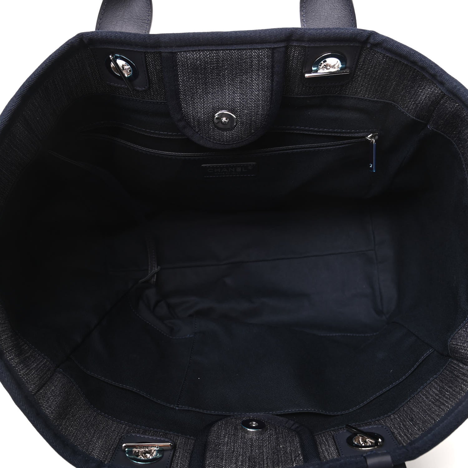 Chanel Denim Medium Deauville Tote Dark Blue 5 of 9