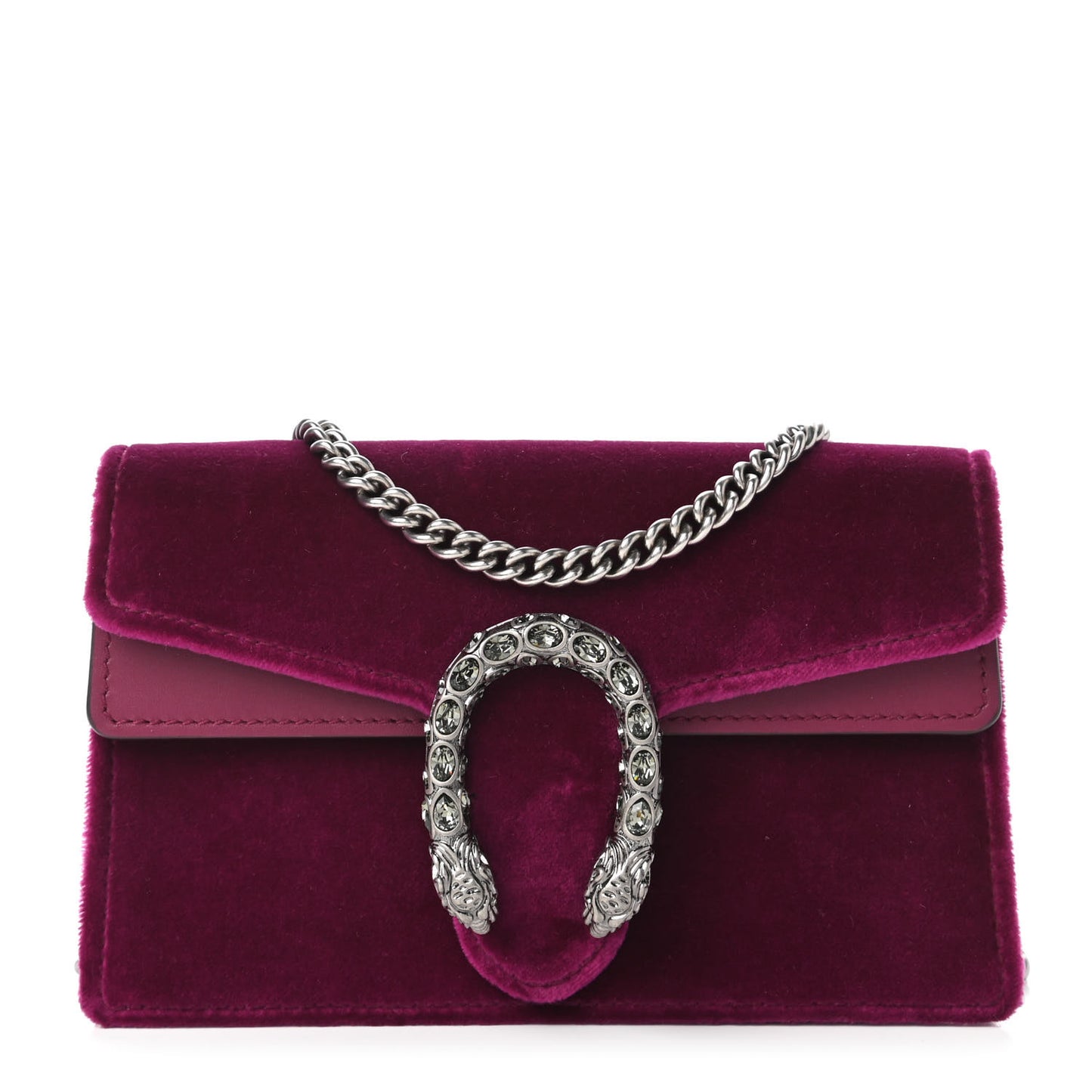 Velvet Super Mini Dionysus Shoulder Bag Fuchsia Violet Cyclamen