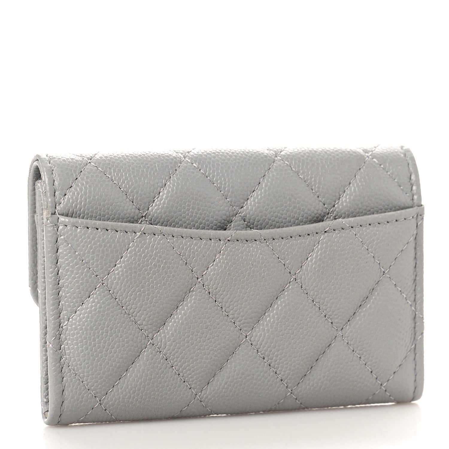 Chanel Caviar Quilted Flap Card Holder Wallet Grey 3 of 10