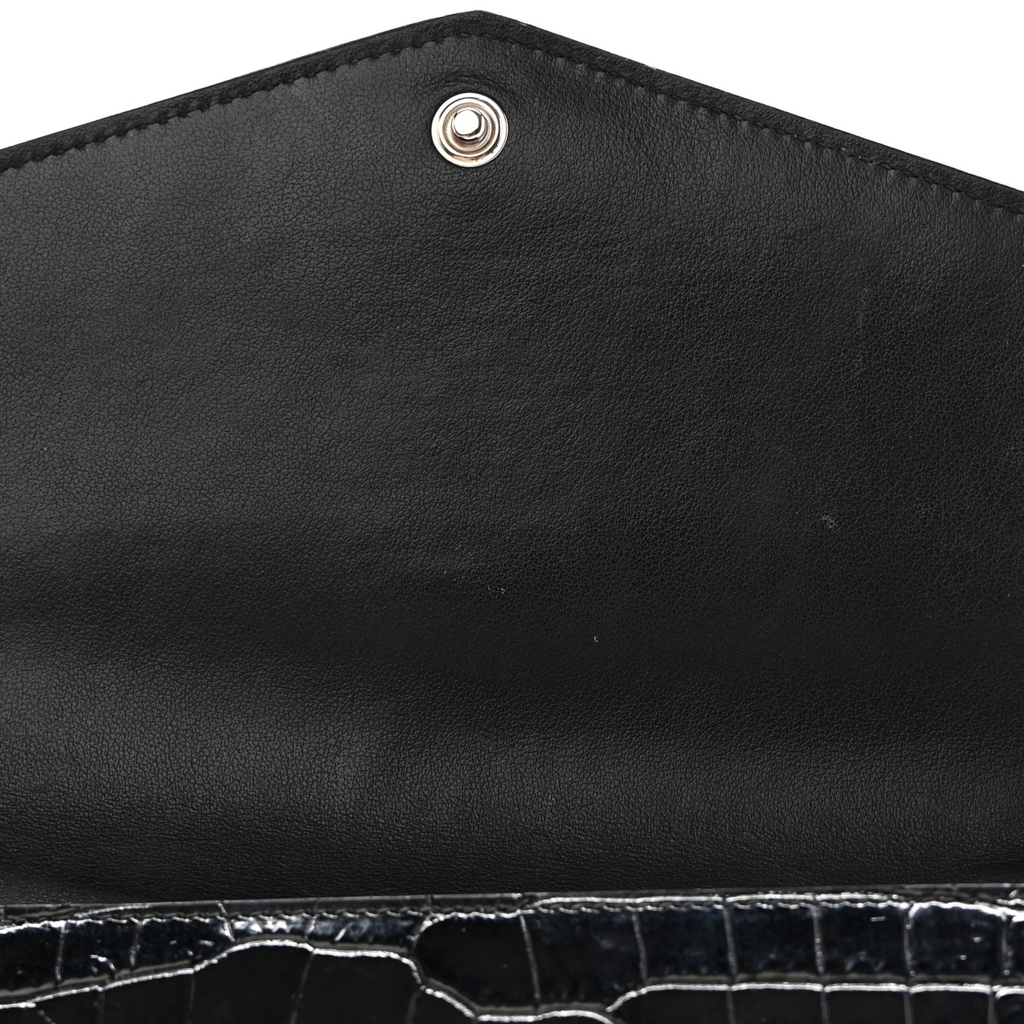 Calfskin Crocodile Embossed Monogram Uptown Chain Wallet Black