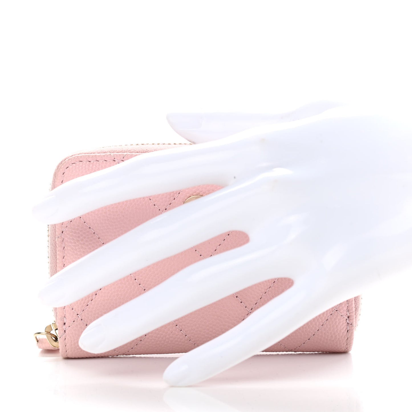 Caviar Quilted Zip Coin Purse Light Pink