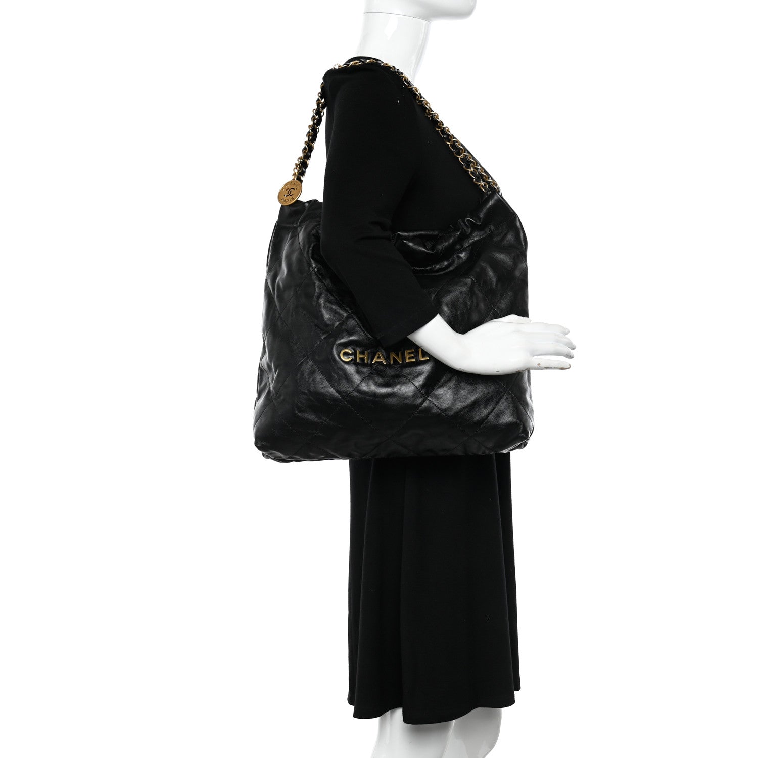 Chanel Shiny Calfskin Quilted Chanel 22 Black 2 of 11