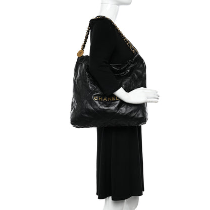 Chanel Shiny Calfskin Quilted Chanel 22 Black 2 of 11