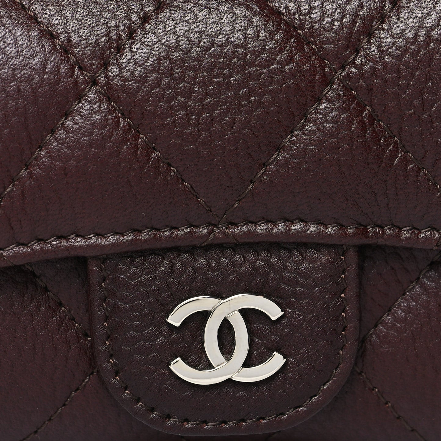 Caviar Quilted 6 Key Holder Dark Brown