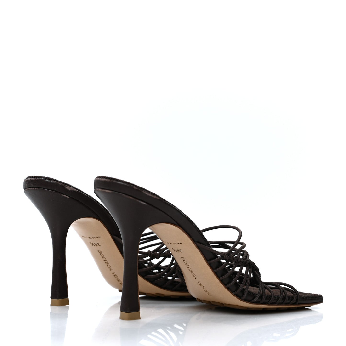 Raffia Elasticized Stretch Mule Sandals 38.5 Bitter Chocolate