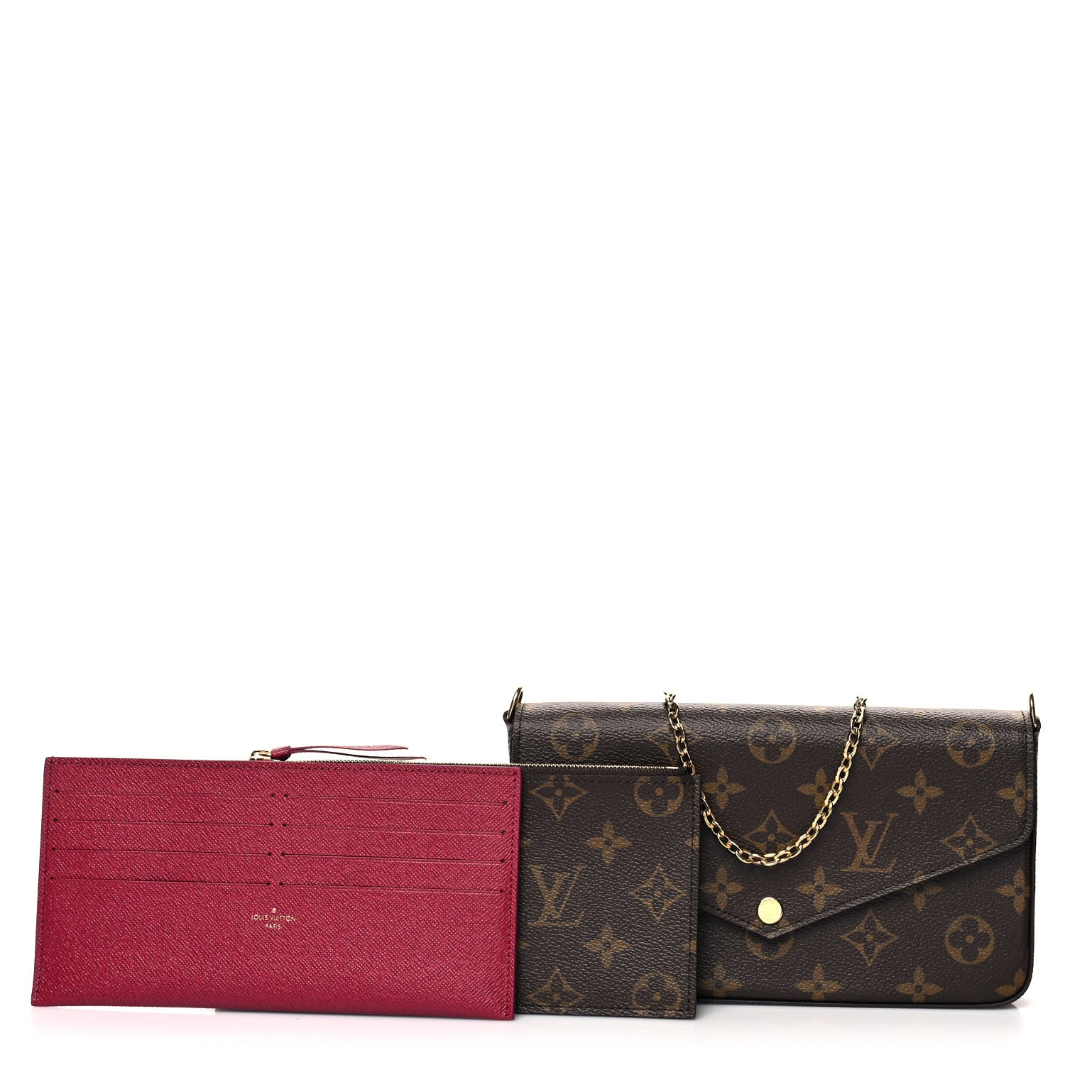 Louis Vuitton Monogram Pochette Felicie Chain Wallet Fuchsia 1 of 13