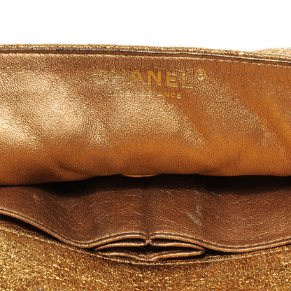 Chanel Crackled Quilted East West Flap Metallic Gold 6 of 8