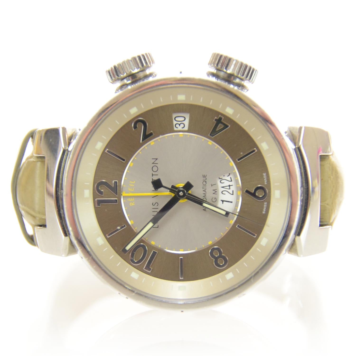 Louis Vuitton Stainless Steel Alligator 41mm Tambour Reveil GMT Automatic Watch 1 of 8