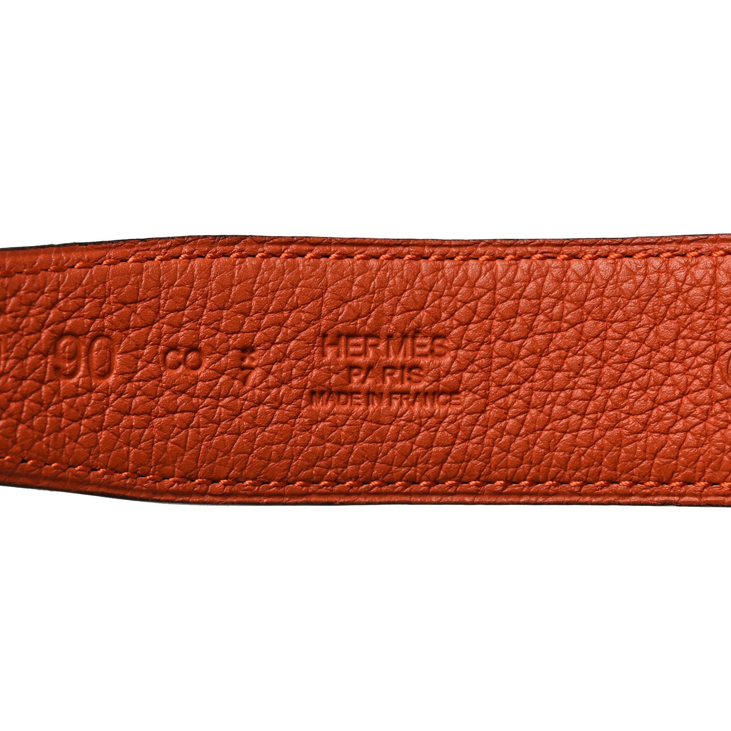 Hermes Box Togo 32mm H Belt 90 Black Orange 3 of 6