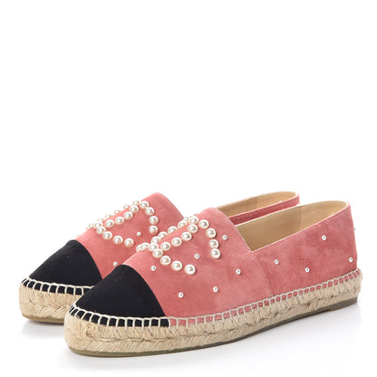 Chanel Suede Pearl CC Espadrilles 39 Pink 3 of 10