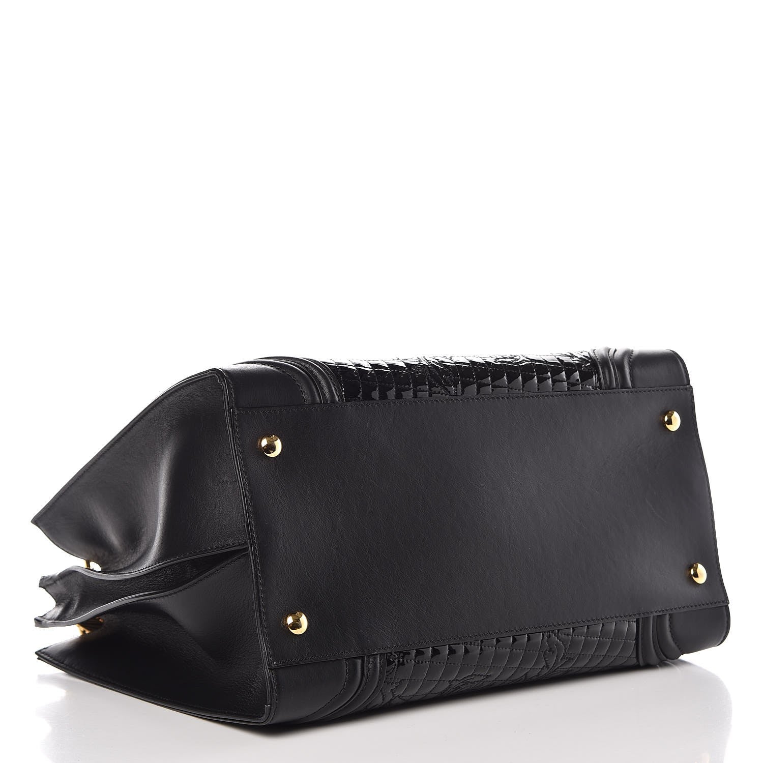 Versace Patent Calfskin Barocco Quilted Day Bag Black 5 of 8