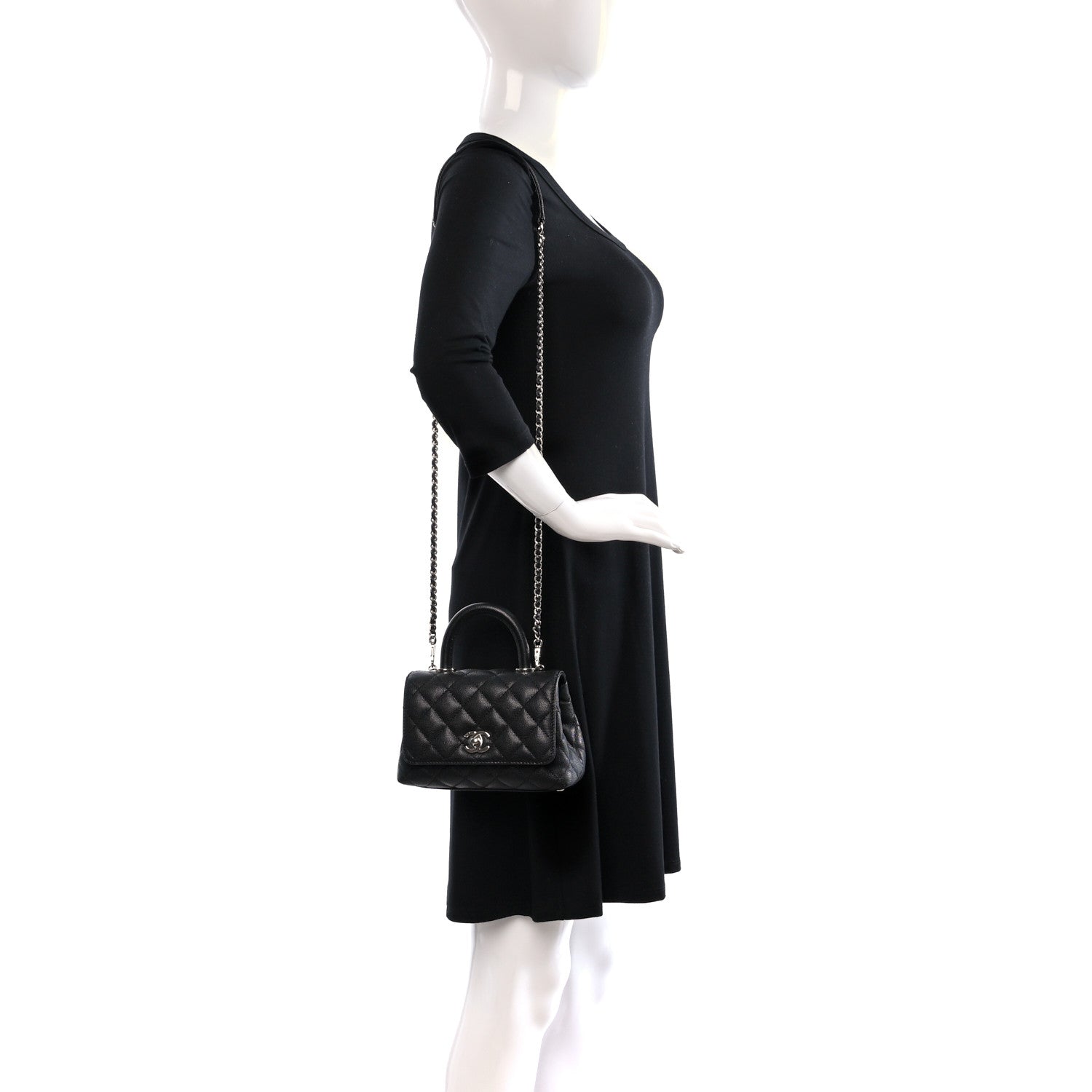 Chanel Caviar Quilted Extra Mini Coco Handle Flap Black 2 of 10