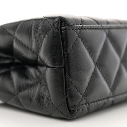 Chanel Shiny Aged Calfskin Quilted Nano Kelly Shopper Black 9 of 11