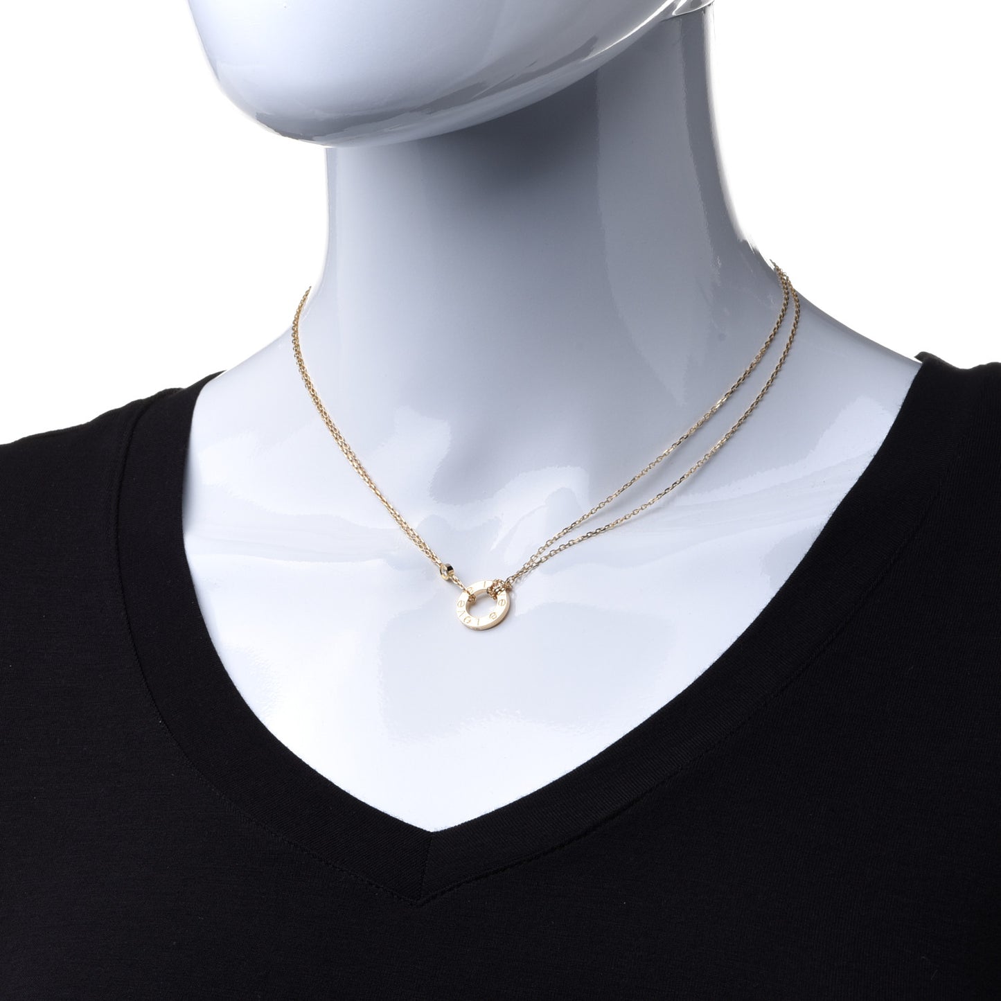18K Yellow Gold 2 Diamond LOVE Necklace