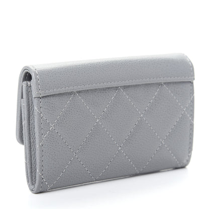 Chanel Grained Calfskin Quilted CC Box Flap Card Holder Grey 3 of 9