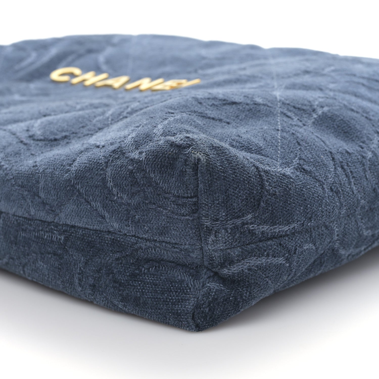 Chanel Velvet Camellia Quilted Small Chanel 22 Dark Blue 10 of 10