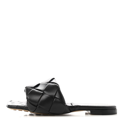 Bottega Veneta Nappa Maxi Intrecciato Lido Flat Sandals 38 Black 1 of 8