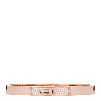Hermes 18K Rose Gold Diamond PM Kelly Pave Bracelet SH 1 of 4