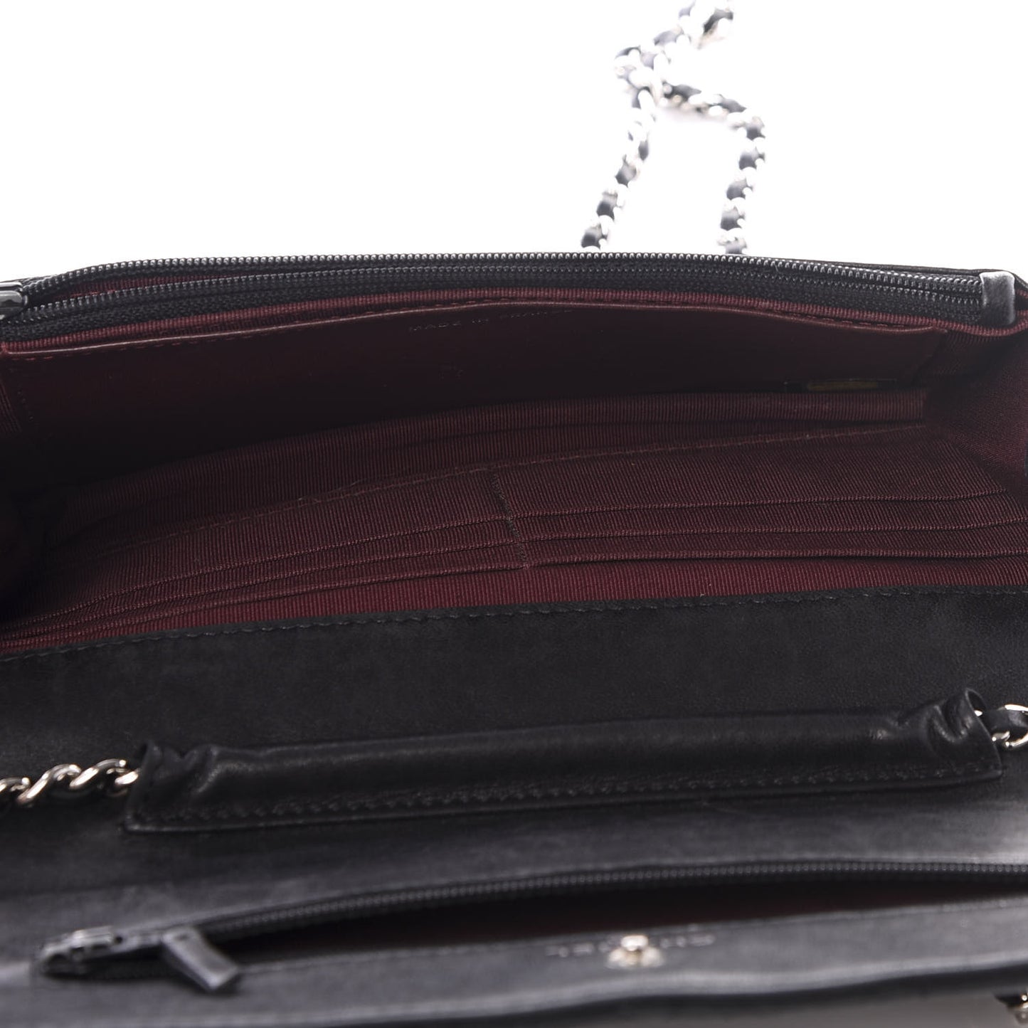 Lambskin Quilted Wallet On Chain WOC Black