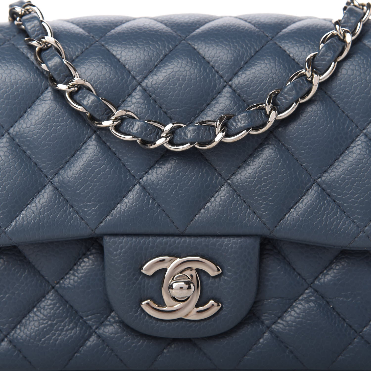 Chanel Caviar Quilted Mini Square Flap Dark Blue 10 of 11