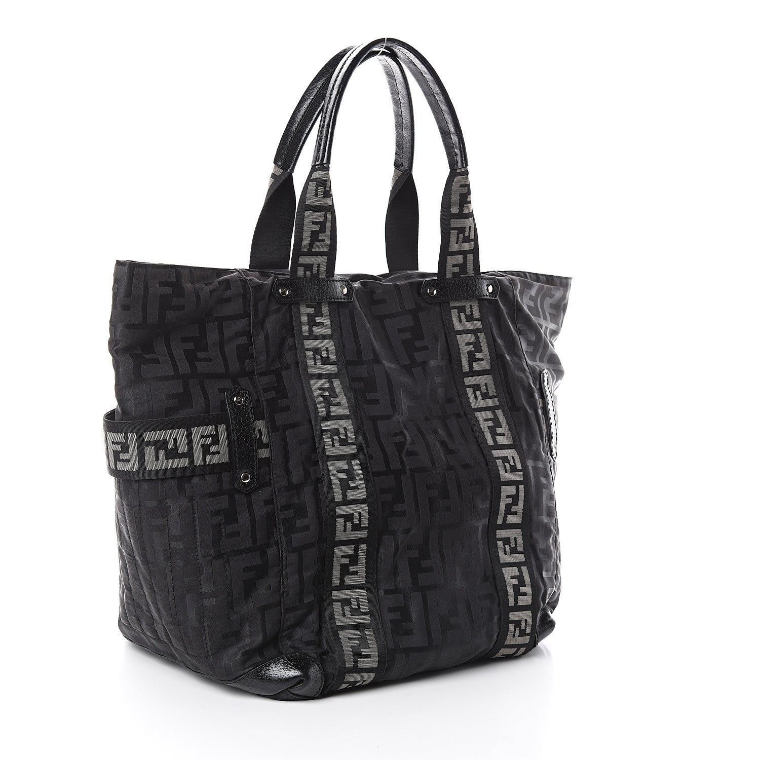 Fendi Zucca Cinghiale Large Zip Code Shopping Tote Black 2 of 10