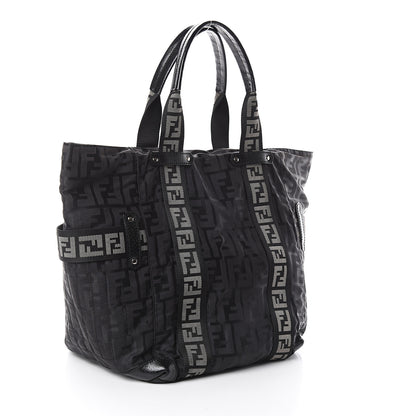 Fendi Zucca Cinghiale Large Zip Code Shopping Tote Black 2 of 10