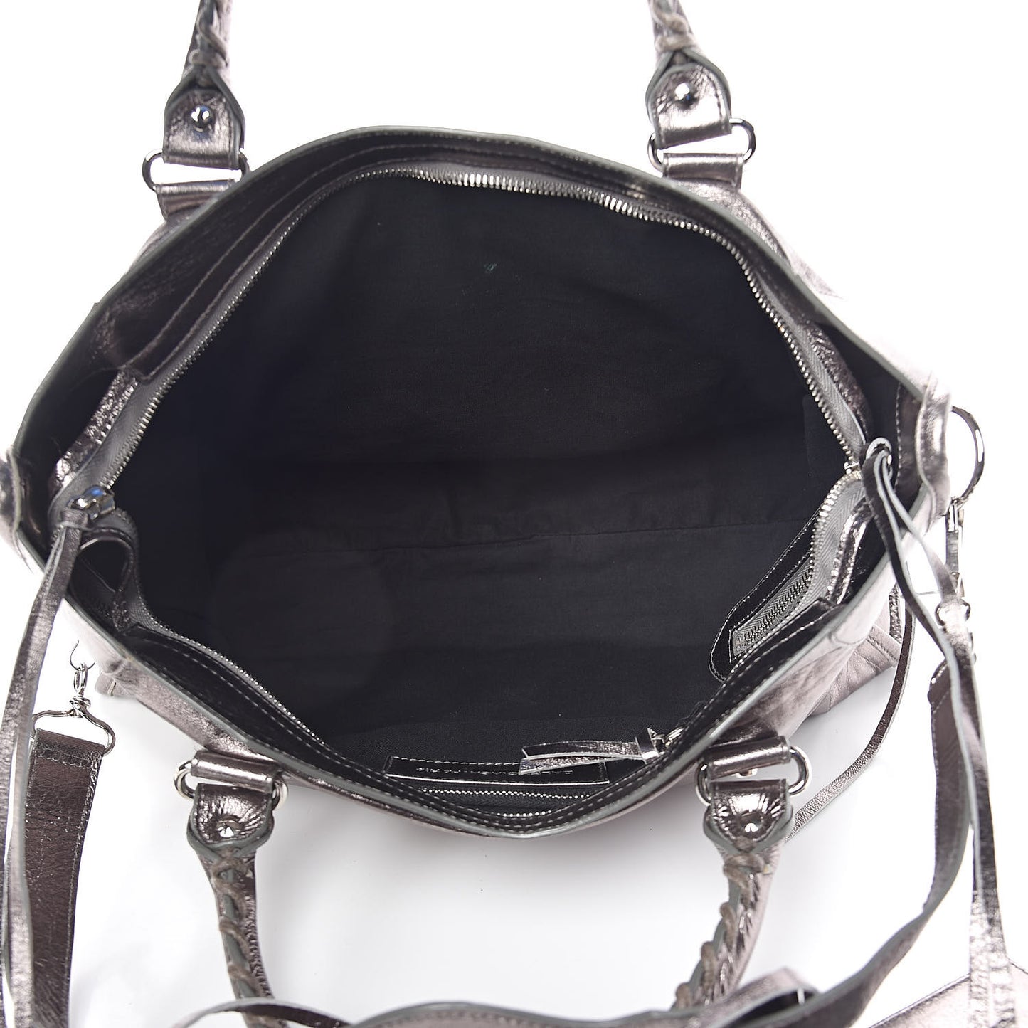 Metallic Agneau Classic Silver Hardware City Pewter