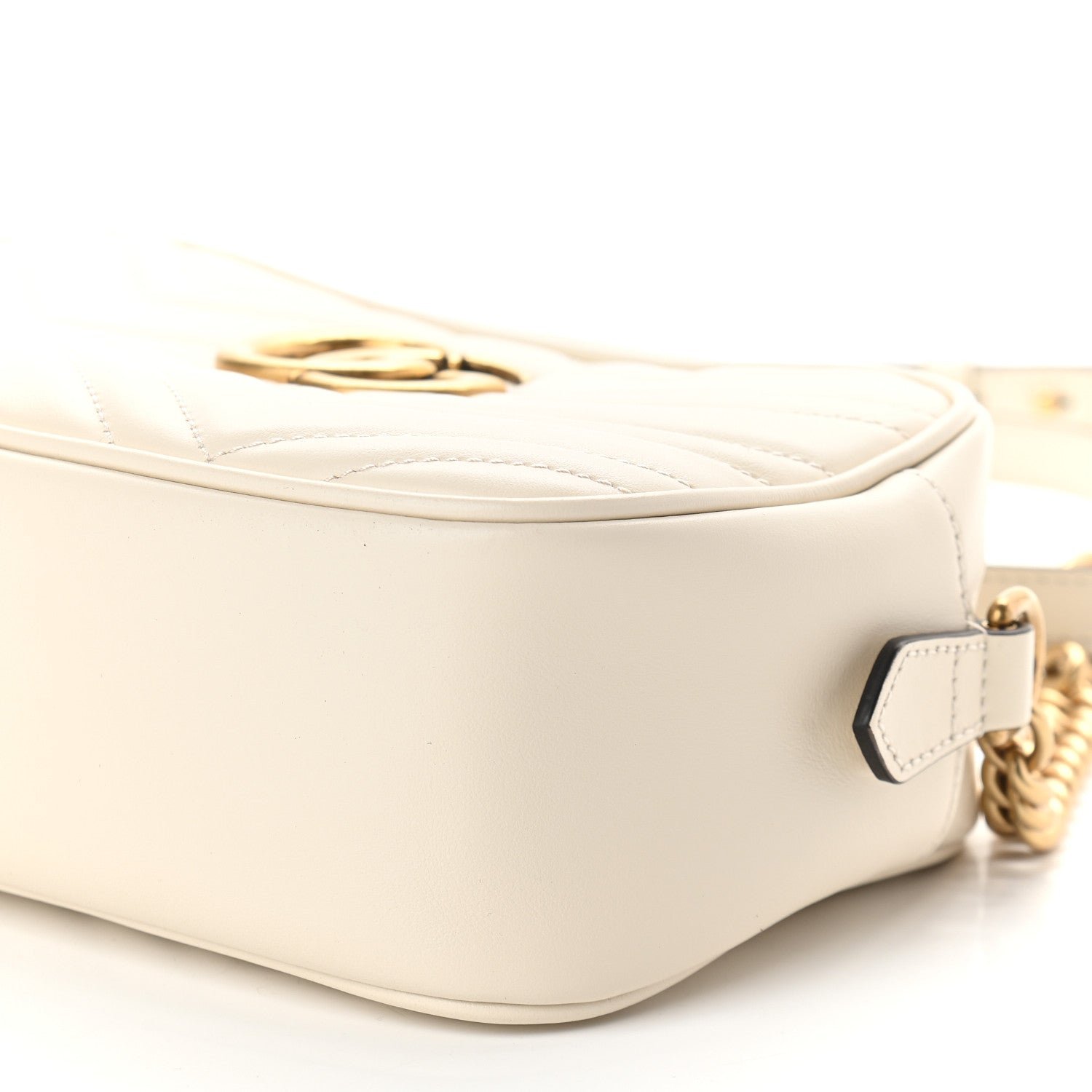 Gucci Calfskin Matelasse Small GG Marmont Chain Shoulder Bag White 9 of 9
