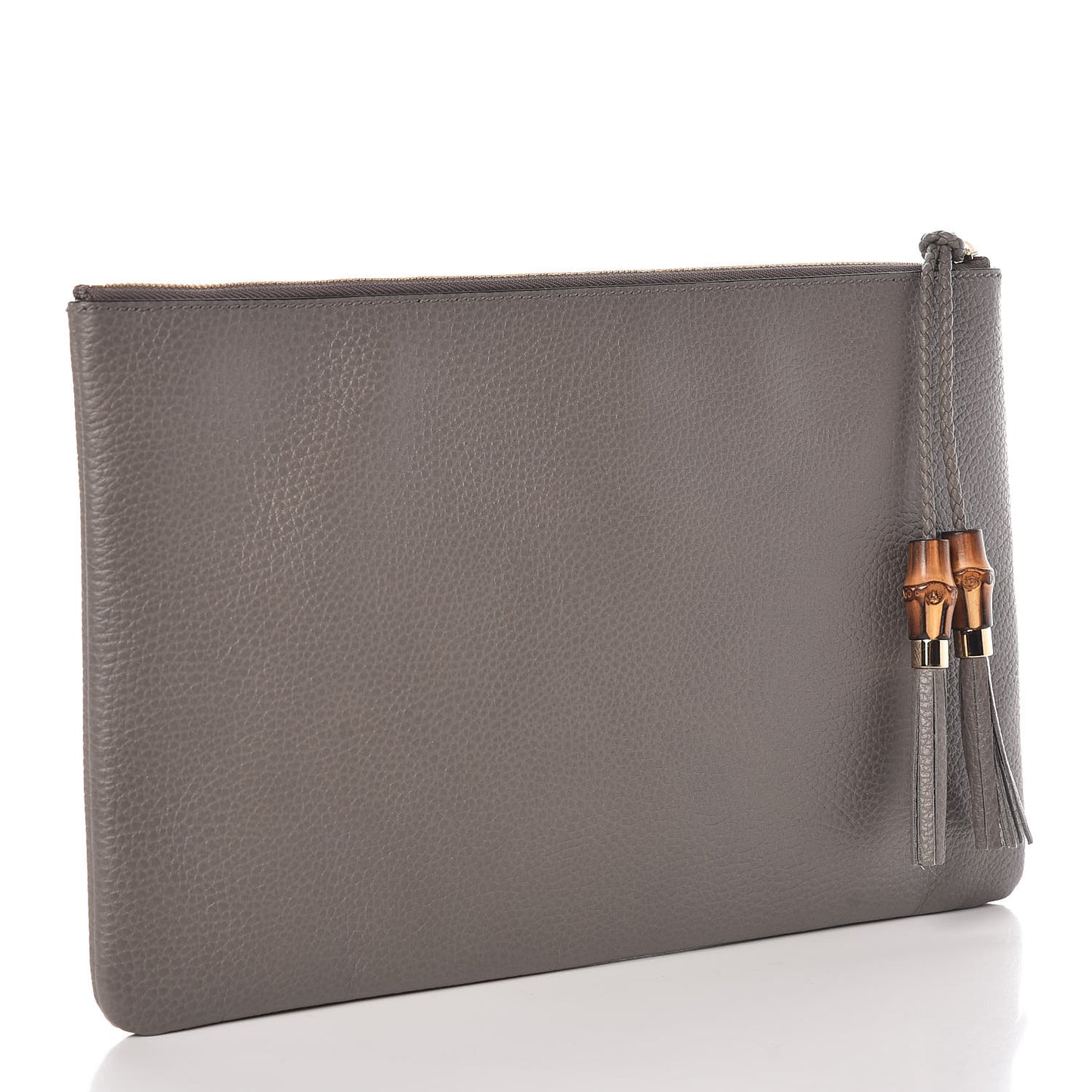Calfskin Large Bamboo Clutch Grey