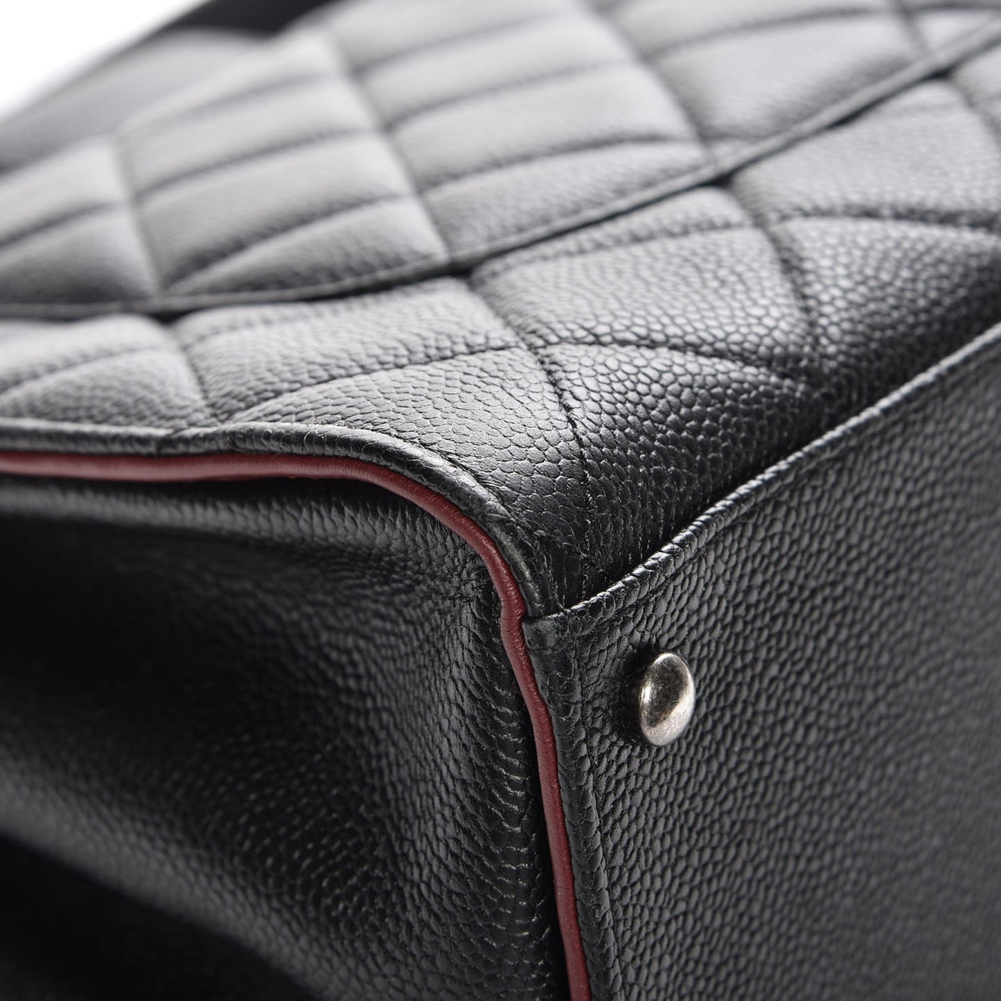 Caviar Quilted Large CC Accordion Shopping Bag Black