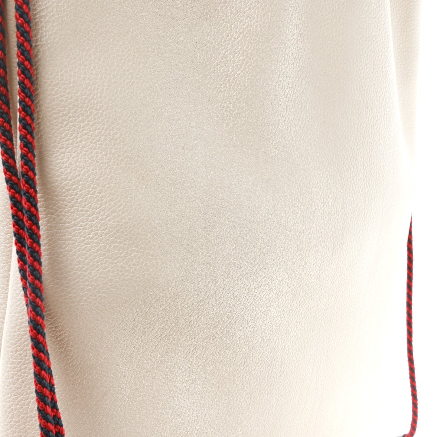 Calfskin Logo Drawstring Backpack Mystic White