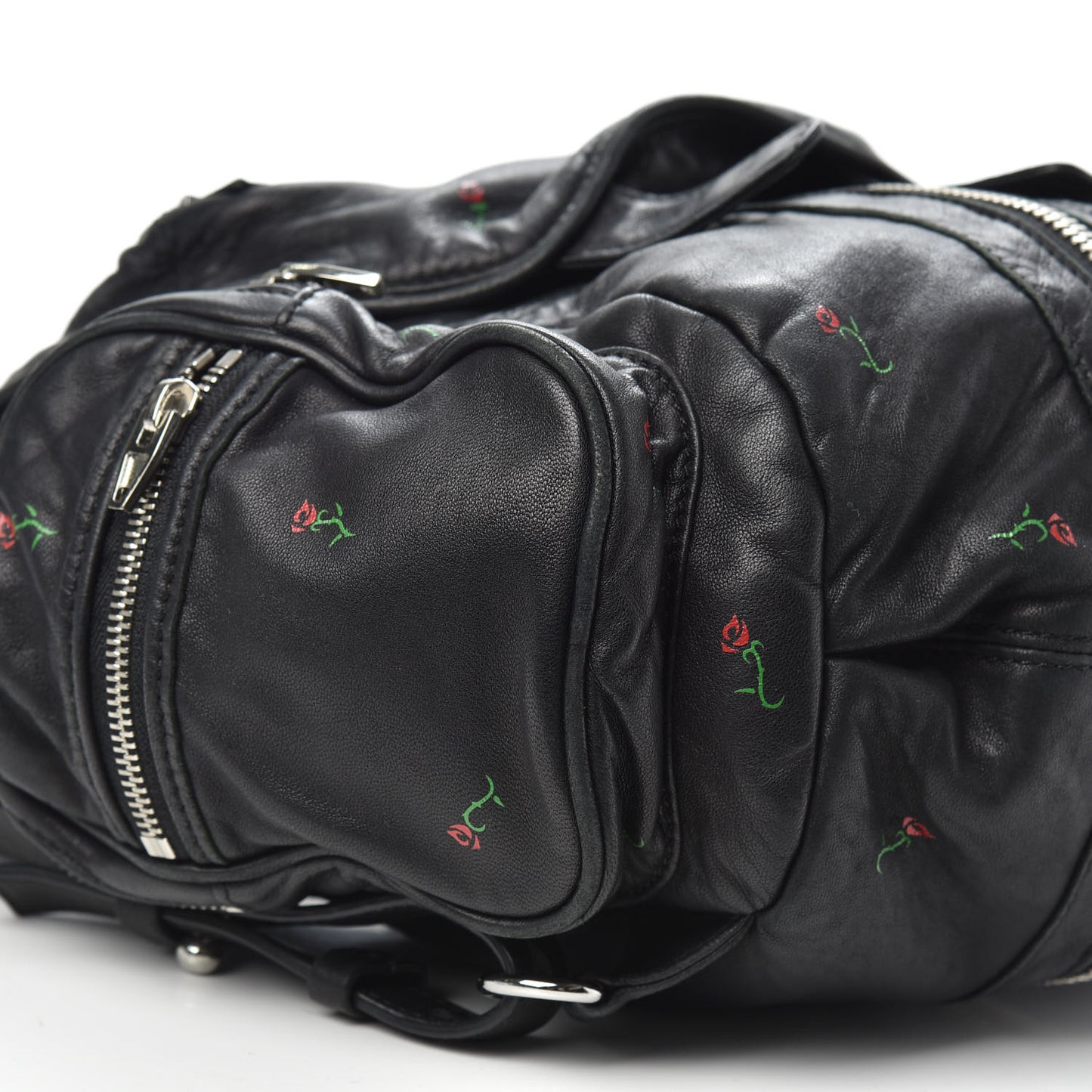 Lambskin Rose Studded Mini Marti Convertible Backpack Black Rhodium Hardware