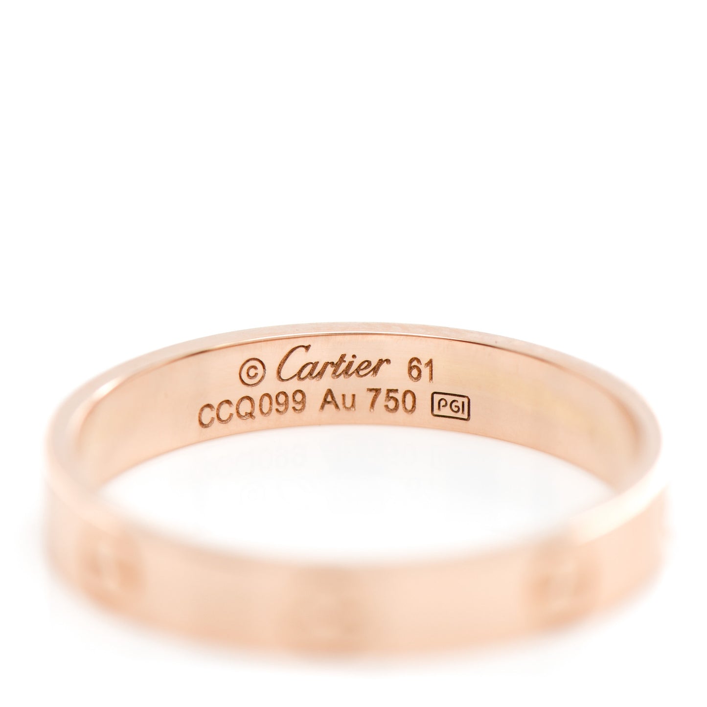 18K Pink Gold 3.5mm LOVE Wedding Band Ring 61 9.5