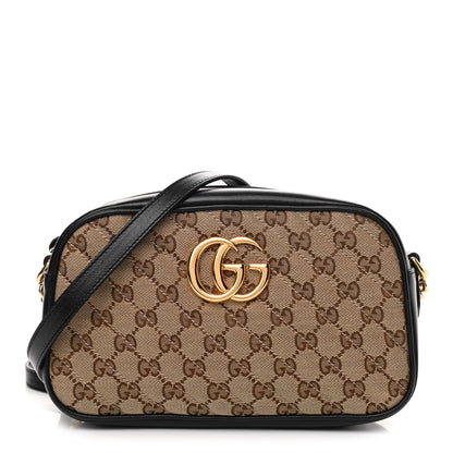 Gucci Monogram Matelasse Diagonal Small GG Marmont Chain Shoulder Bag Beige Black 1 of 10