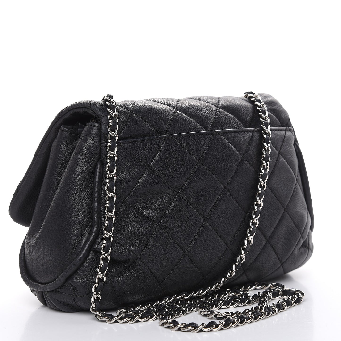 Grained Calfskin Single Flap Black