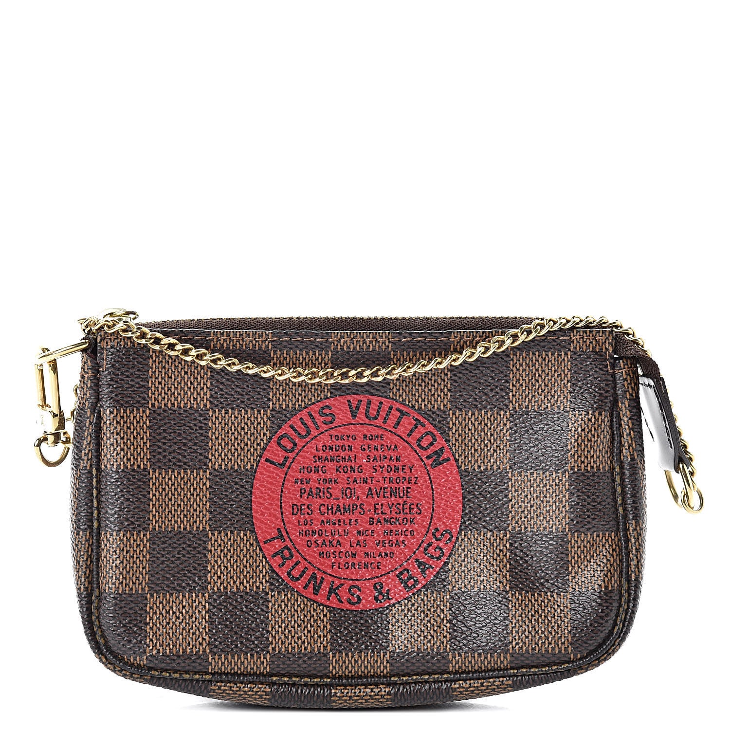 Louis Vuitton Damier Ebene Complice Trunks and Bags Mini Pochette Accessories Red 1 of 8