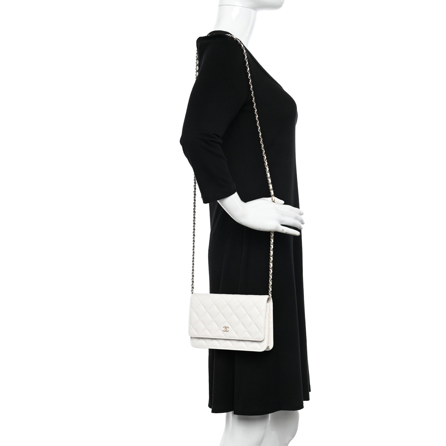 Chanel Caviar Quilted Wallet On Chain WOC White 2 of 12