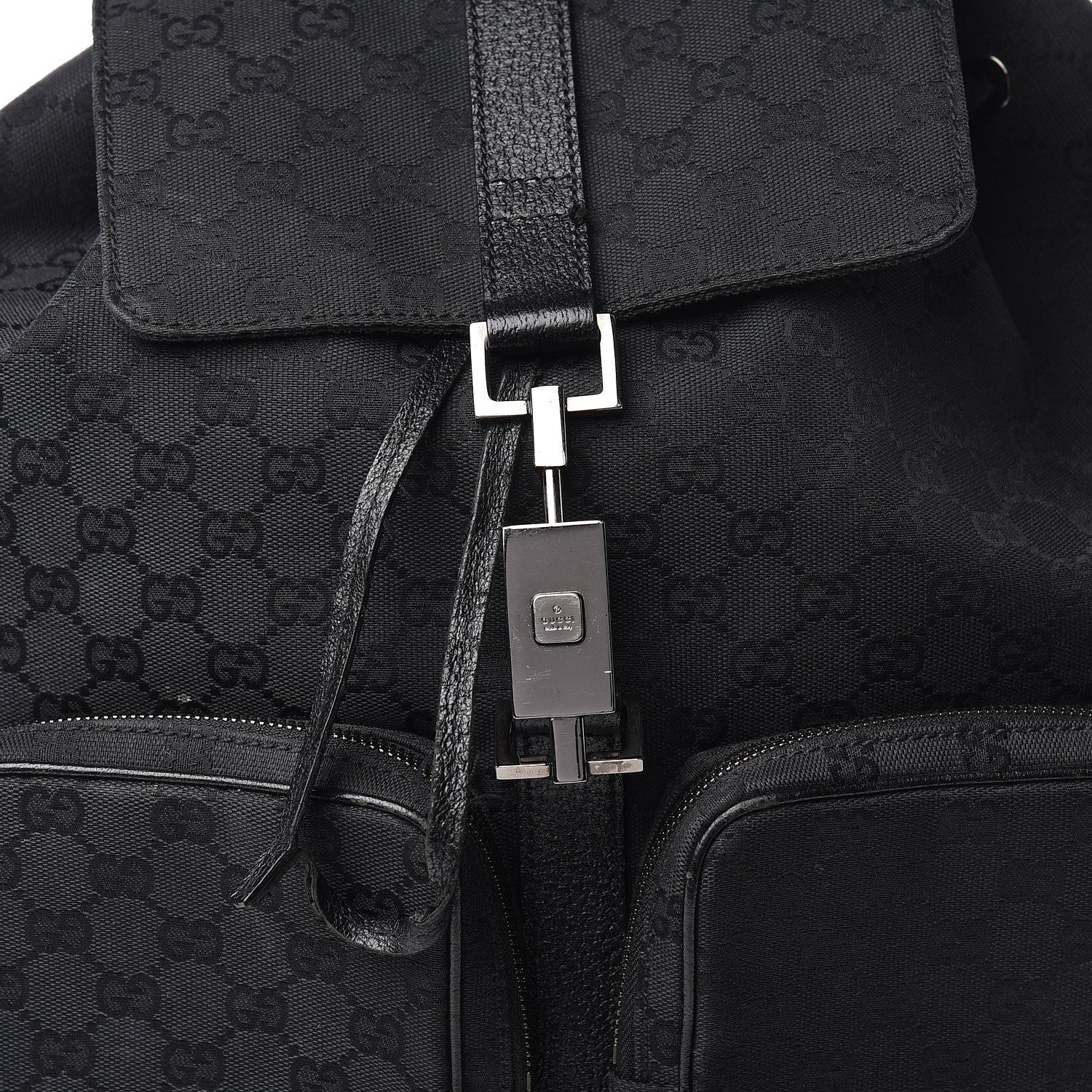 Gucci GG Monogram Single Buckle Backpack Black 15 of 18