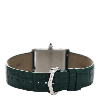 Cartier Stainless Steel Alligator 25mm Must de Cartier Tank Quartz Watch Green 3 of 5