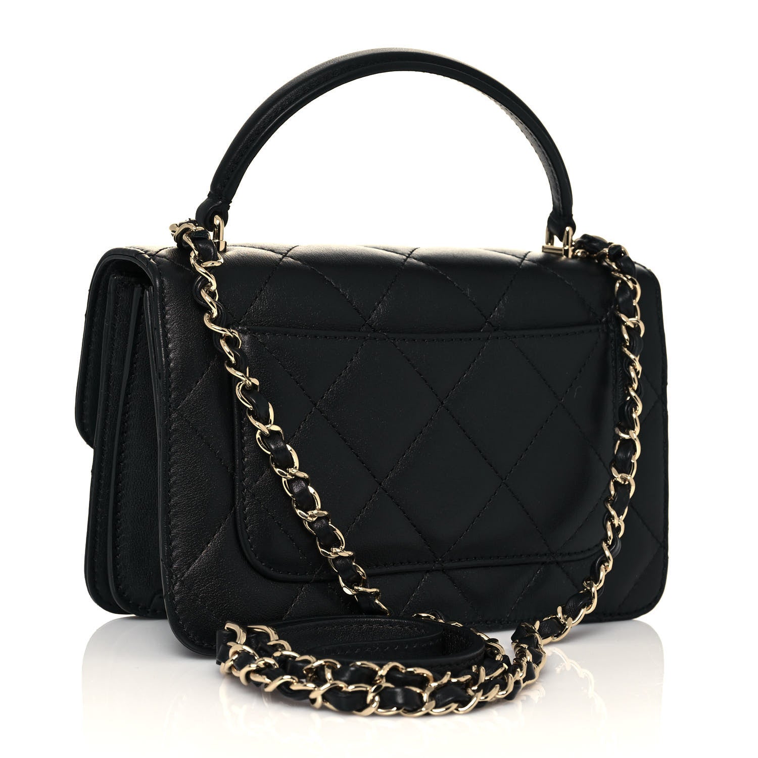 Chanel Calfskin Quilted Small Top Handle Flap Black 2 of 11